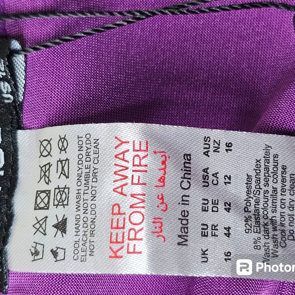 Boohoo women's purple satin high waisted brief size 16